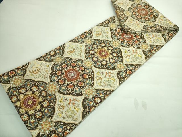 平和屋本店■最高級　明綴れ　全通柄袋帯　正倉院花鳥文　金銀糸　逸品　DZAA7236kh5