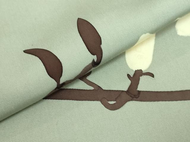 平和屋本店■極上　日展染色作家　高久空木　ろうけつ染　塩瀬　九寸名古屋帯　枝花文　鶸茶色地　逸品　DZAA7237kh5