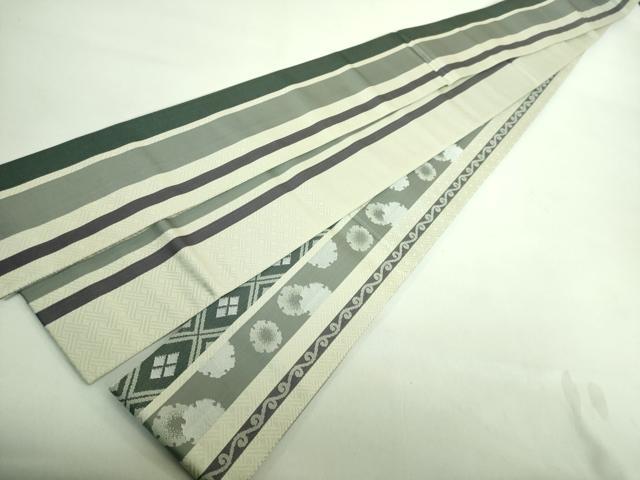 平和屋着物●極上 男性 両面 角帯 雪輪間道 逸品 未使用 DZAA7249kh5