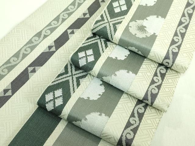 平和屋着物●極上 男性 両面 角帯 雪輪間道 逸品 未使用 DZAA7249kh5