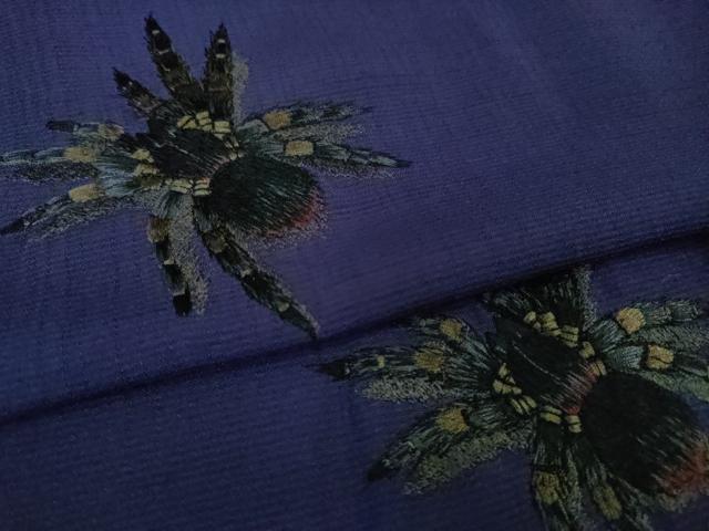 平和屋本店■極上　夏物　撫松庵　セオアルファ　訪問着　総手刺繍　蜘蛛　ディープロイヤルパープル色地　洗える着物　逸品　DZAA7252kh5
