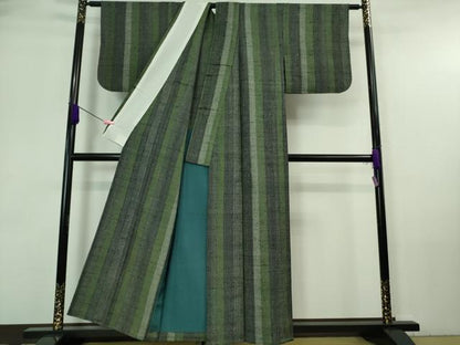 平和屋本店■希少　ざざんざ織　伊兵衛織　単衣　間道　逸品　DZAA7254kh5