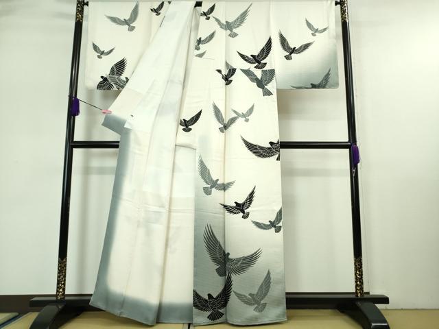 平和屋本店■極上　染色作家　斉藤三才　訪問着　三才鳥　暈し染め　逸品　DZAA7262kh5