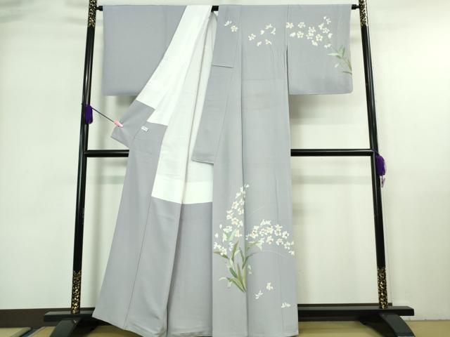 平和屋着物●極上　京加賀友禅　松本健一　訪問着　胡蝶蘭　藤色地　逸品　DZAA7267kh6