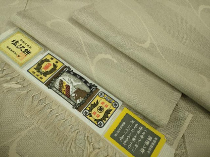 平和屋着物▽極上 本塩沢 単衣 本塩沢絣 110亀甲 唐草文 証紙付き 逸品 DZAA7270kh5