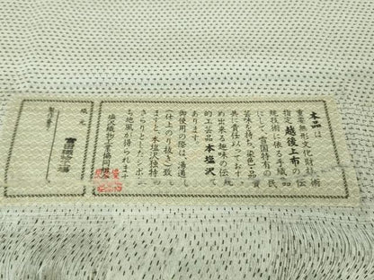 平和屋本店■極上　本塩沢　単衣　74山十字絣　宮田織物謹製　証紙付き　逸品　未使用　DZAA7271kh5