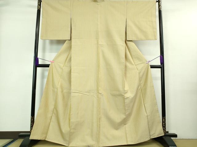 平和屋本店■極上　山下八百子　本場黄八丈　市松綾織　紬　縞　逸品　DZAA7272kh5