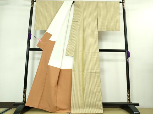 平和屋本店■極上　山下八百子　本場黄八丈　市松綾織　紬　縞　逸品　DZAA7272kh5