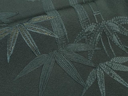 平和屋着物■極上　ファッションデザイナー　コシノジュンコ　訪問着　単衣　刺繍　笹竹文　褐色地　金糸　逸品　DZAA7279kh5