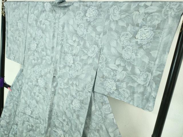 平和屋本店■極上　都喜ヱ門　本場大島紬　ロング丈　薔薇　バラ　藤絹織物謹製　やまと誂製　逸品　未使用　DZAA7280kh5