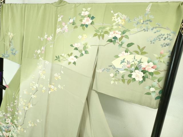 平和屋本店■極上　訪問着　友禅　作家物　地紙吉祥花鳥文　暈し染め　ロング丈　逸品　DZAA7284kh5