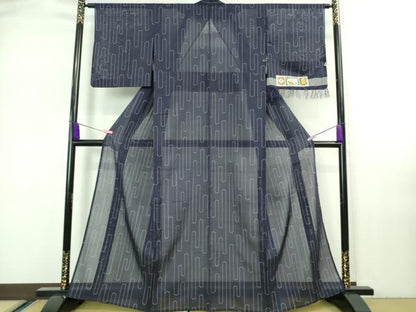 平和屋着物＊極上 夏物 本塩沢 夏塩沢 壺垂れ 鉄紺色地 証紙付き 逸品 DZAA7287kh5