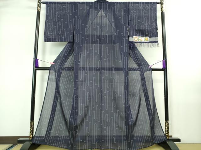 平和屋着物＊極上 夏物 本塩沢 夏塩沢 壺垂れ 鉄紺色地 証紙付き 逸品 DZAA7287kh5