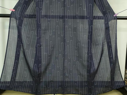 平和屋着物＊極上 夏物 本塩沢 夏塩沢 壺垂れ 鉄紺色地 証紙付き 逸品 DZAA7287kh5