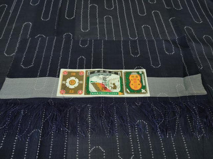 平和屋着物＊極上 夏物 本塩沢 夏塩沢 壺垂れ 鉄紺色地 証紙付き 逸品 DZAA7287kh5