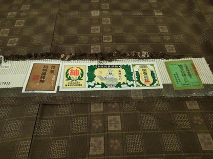 平和屋着物●極上　結城眞綿紬　80亀甲　藤貫謹製　市松花間道　証紙付き　逸品　未使用　DZAA7290kh5