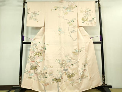 平和屋本店■極上　創業460年・千總　訪問着　駒刺繍　桐花文　桜色地　金彩　そごう百貨店扱い　逸品　DZAA7297kh5