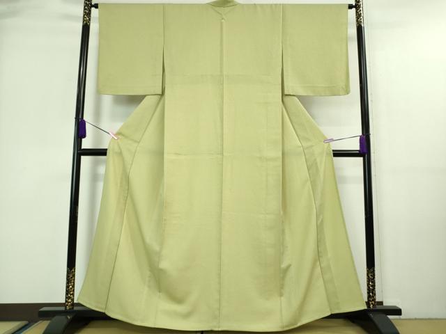 平和屋着物■極上　洗える最高級着物　＜英＞はなぶさ謹製　色無地　単衣　菊唐草地紋　若葉色　逸品　DZAA7303kh5