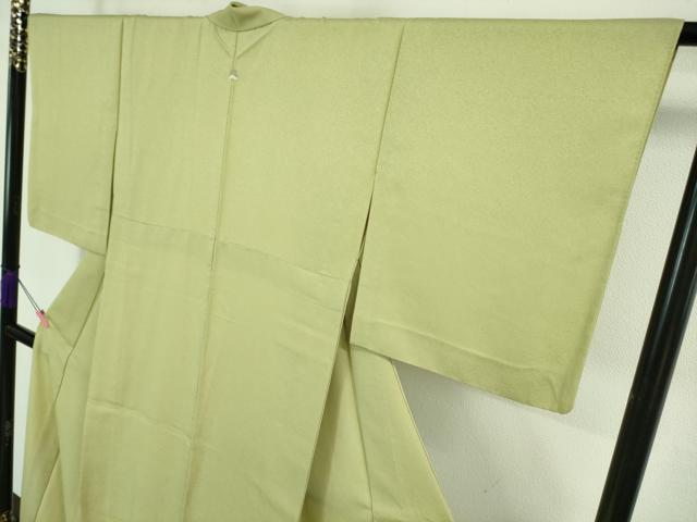 平和屋着物■極上　洗える最高級着物　＜英＞はなぶさ謹製　色無地　単衣　菊唐草地紋　若葉色　逸品　DZAA7303kh5