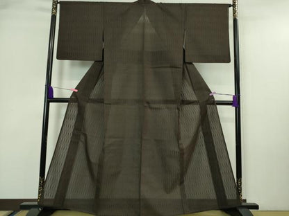 平和屋着物＊極上 夏物 紗紬 立涌紋紗 色無地 黒紅色 逸品 DZAA7311kh5