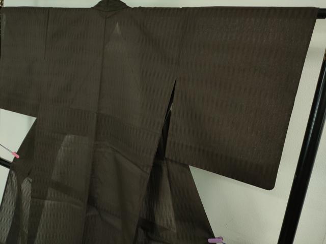 平和屋着物＊極上 夏物 紗紬 立涌紋紗 色無地 黒紅色 逸品 DZAA7311kh5