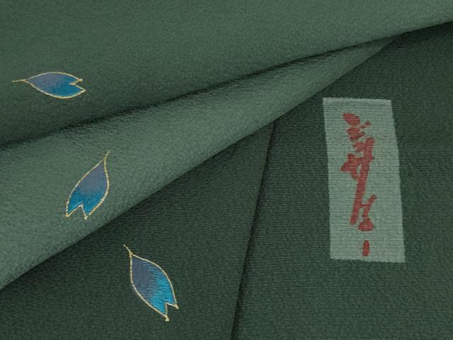 平和屋着物■極上　世界的人形師 辻村寿三郎　ジュサブロー　訪問着　刺繍　舞桜　御召茶色地　暈し染め　金彩　縮緬地　逸品　DZAA7317kh5