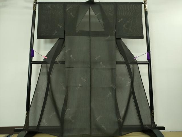 平和屋着物■極上　夏物　結城紬　夏結城　100亀甲　飛び亀甲柄　蜻蛉　トンボ　蝉色地　逸品　DZAA7326kh5