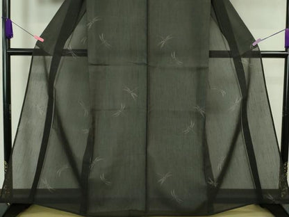 平和屋着物■極上　夏物　結城紬　夏結城　100亀甲　飛び亀甲柄　蜻蛉　トンボ　蝉色地　逸品　DZAA7326kh5