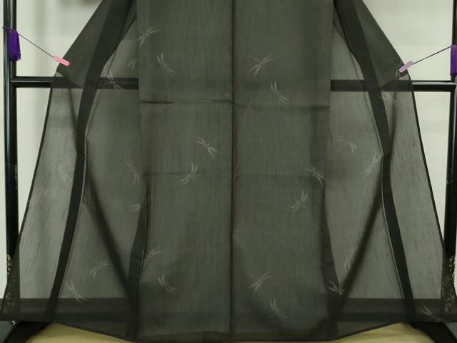 平和屋着物■極上　夏物　結城紬　夏結城　100亀甲　飛び亀甲柄　蜻蛉　トンボ　蝉色地　逸品　DZAA7326kh5