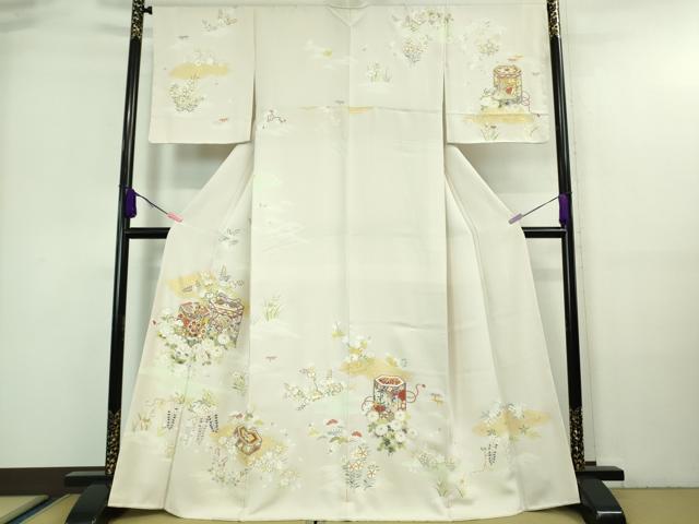 平和屋本店■極上　訪問着　駒刺繍　貝桶吉祥花文　桜色地　金彩　逸品　未使用　DZAA7368kh5