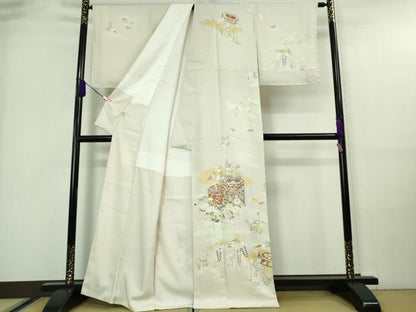 平和屋本店■極上　訪問着　駒刺繍　貝桶吉祥花文　桜色地　金彩　逸品　未使用　DZAA7368kh5