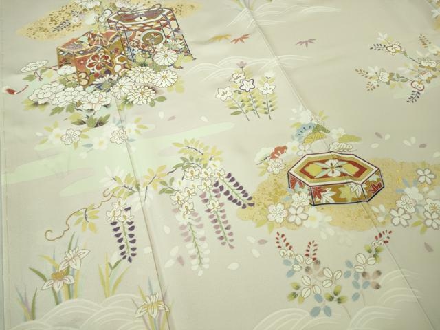 平和屋本店■極上　訪問着　駒刺繍　貝桶吉祥花文　桜色地　金彩　逸品　未使用　DZAA7368kh5