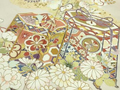 平和屋本店■極上　訪問着　駒刺繍　貝桶吉祥花文　桜色地　金彩　逸品　未使用　DZAA7368kh5