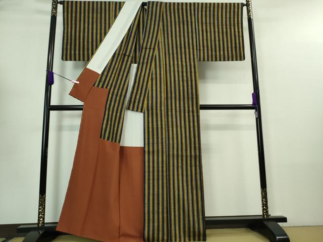 平和屋本店■極上　浦野理一　経節紬　胴抜き仕立て　間道　逸品　未使用　DZAA7374kh5