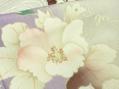 平和屋着物■極上　アンティーク　大正ロマン　振袖　単衣　刺繍　渡橋花文　暈し染め　銀糸　逸品　DZAA7375kh5