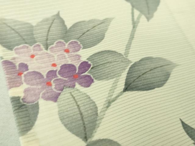 平和屋着物■極上　夏物　小紋　絽　紫陽花　あじさい　象牙色地　逸品　DZAA7388kh5