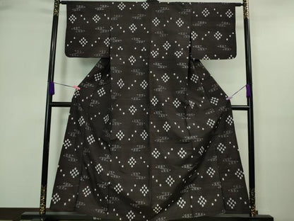 平和屋着物■極上　本場琉球絣　単衣　手おり　紺地　逸品　DZAA7403kh5