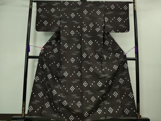平和屋着物■極上　本場琉球絣　単衣　手おり　紺地　逸品　DZAA7403kh5