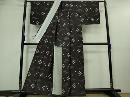 平和屋着物■極上　本場琉球絣　単衣　手おり　紺地　逸品　DZAA7403kh5