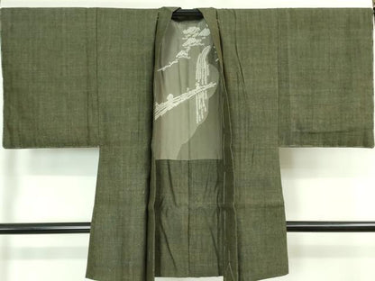 平和屋本店■極上　男性　本場結城紬　重要無形文化財 アンサンブル 長羽織 長襦袢(袷)　3点セット　証紙付き　逸品　未使用　DZAA7417kh5