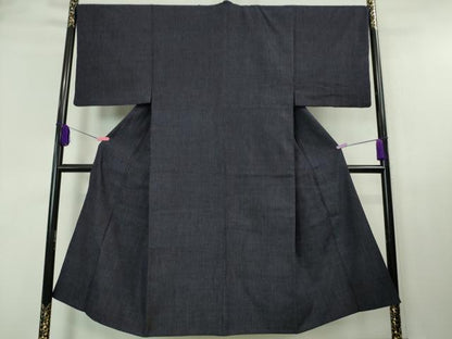 平和屋着物■極上　男性　本場結城紬　重要無形文化財　アンサンブル　長羽織　杢　濃藍色　逸品　DZAA7418kh5