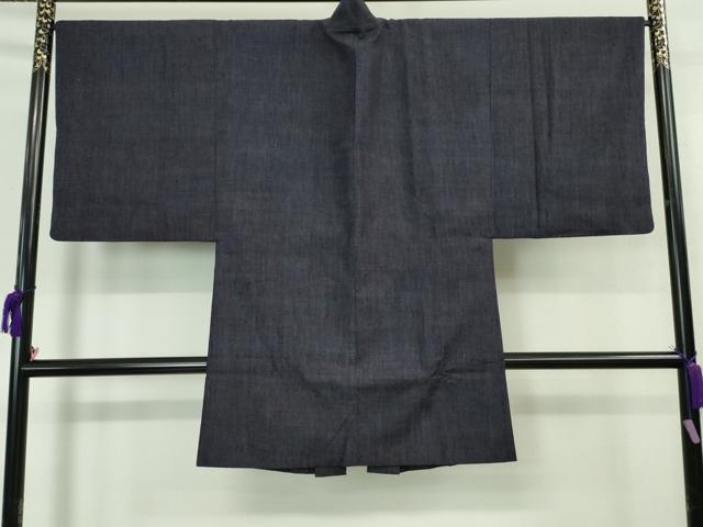 平和屋着物■極上　男性　本場結城紬　重要無形文化財　アンサンブル　長羽織　杢　濃藍色　逸品　DZAA7418kh5