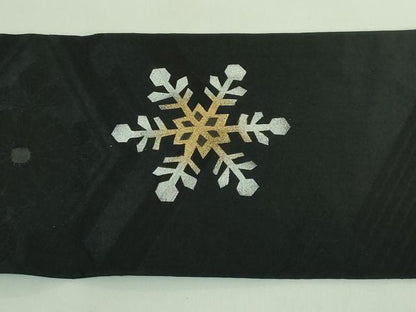 平和屋着物■極上　九寸名古屋帯　サンタクロース　クリスマス　天使　黒地　金銀彩　逸品　DZAA7424kh5