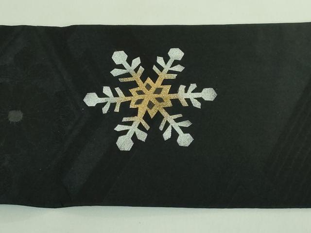 平和屋着物■極上　九寸名古屋帯　サンタクロース　クリスマス　天使　黒地　金銀彩　逸品　DZAA7424kh5