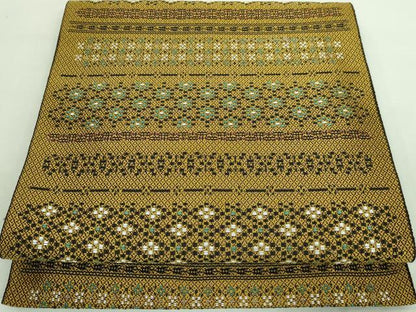 平和屋着物●極上 本場筑前博多織 八寸名古屋帯 横段花文 逸品 DZAA7446kh5