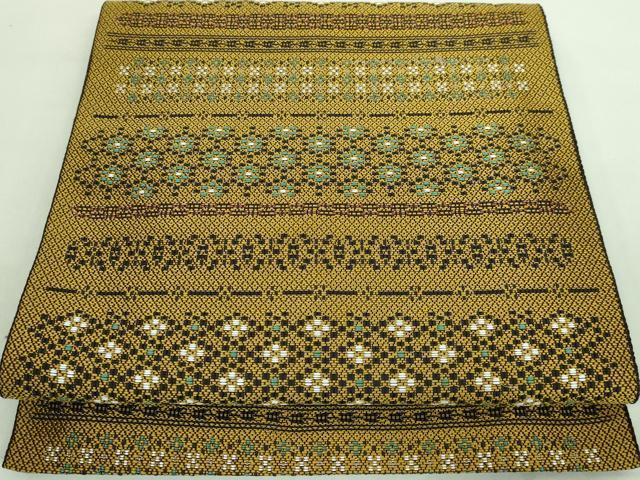 平和屋着物●極上 本場筑前博多織 八寸名古屋帯 横段花文 逸品 DZAA7446kh5