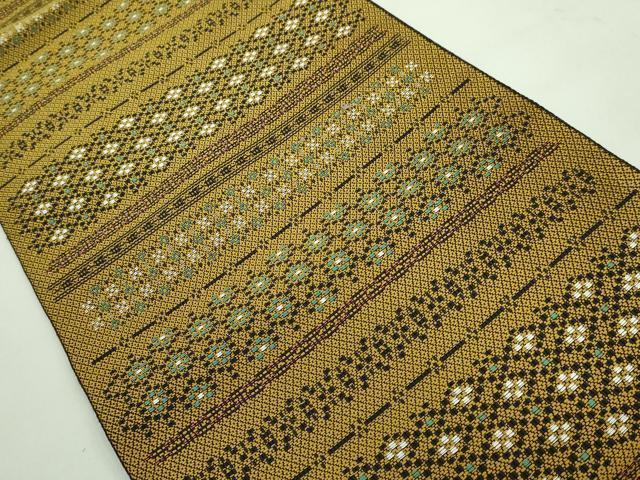 平和屋着物●極上 本場筑前博多織 八寸名古屋帯 横段花文 逸品 DZAA7446kh5