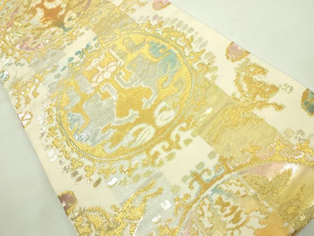 平和屋本店■最高級　龍村平蔵製　六通柄　本袋帯　円文白虎錦　金銀糸　共箱付き　逸品　DZAA7450kh5