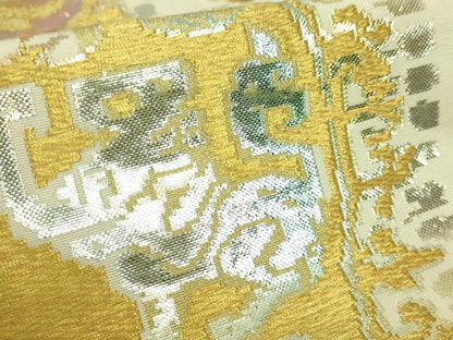 平和屋本店■最高級　龍村平蔵製　六通柄　本袋帯　円文白虎錦　金銀糸　共箱付き　逸品　DZAA7450kh5