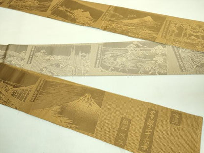 平和屋本店■極上　男性　本場筑前博多織　角帯　織匠遠藤次平　富嶽三十六景　共箱・証紙付き　逸品　DZAA7460kh5
